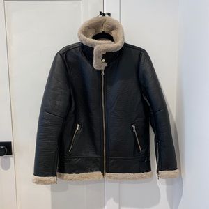 Zara Leather Shearling Coat